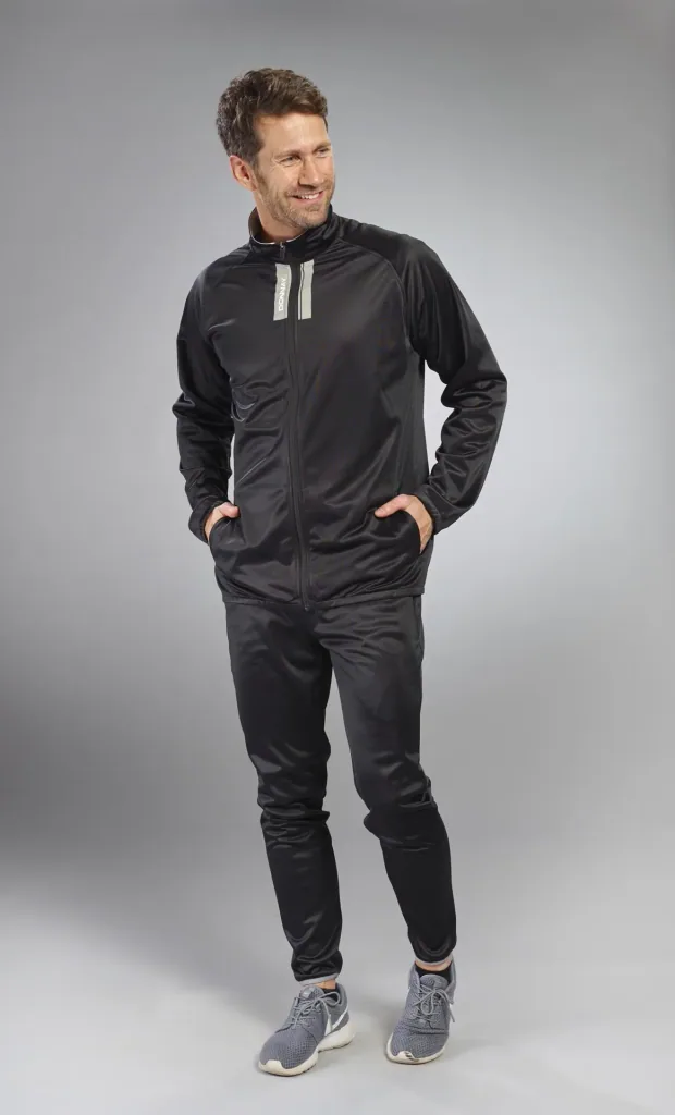 Trainingsanzug, 2-teilig, schwarz/grau, Gr. L
