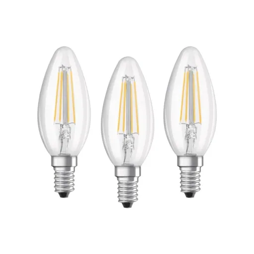 BASE FILAMENT LED Kerze mit 4 Watt, E14, warmweiß, klar - 3 Stück
