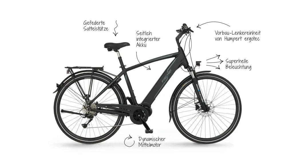 Herren E-Bike Trekking, 28 Zoll, Rahmengröße 50 cm, 9-Gang Kettenschaltung, schwarz matt, VIATOR 4.1i