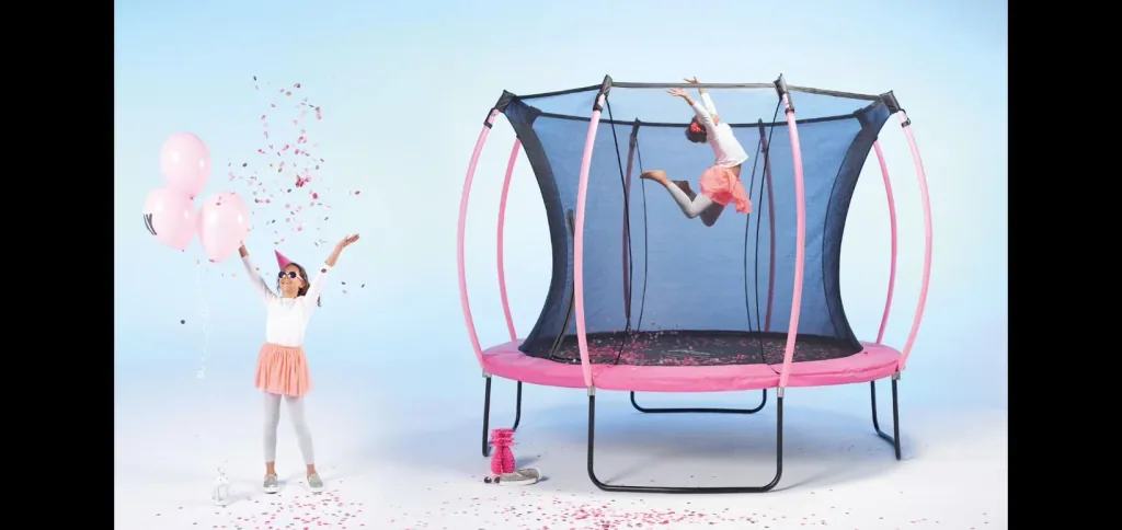 Springsafe Trampolin Colours 305 cm mit Sicherheitsnetz, Outdoor-Trampolin, Durchmesser 305 cm, rund, pink