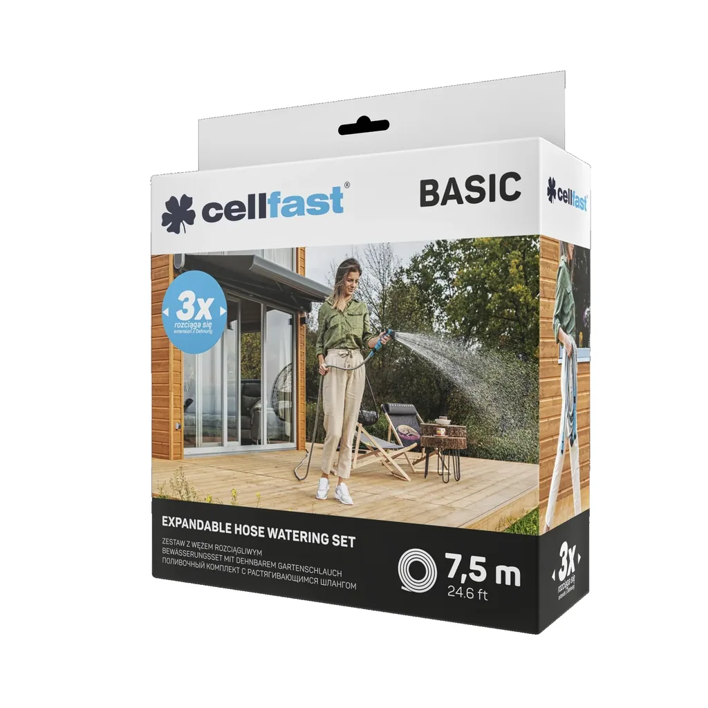 Bewässerungssatz mit dehnbarem Gartenschlauch BASIC 7,5 m