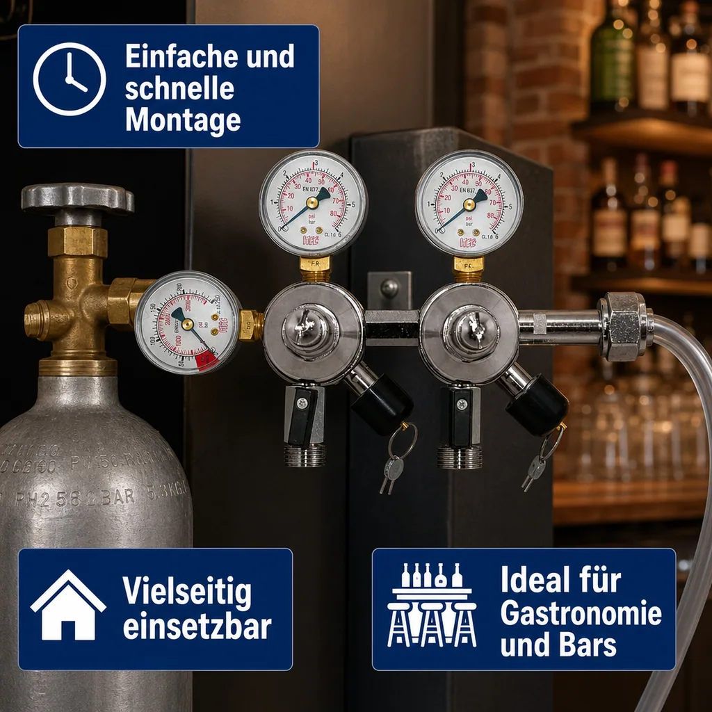 Druckminderer, СO2 Manometer - 2 Druckanzeigen für Bier und AFG, Zapfanlage 3 und 7 Bar