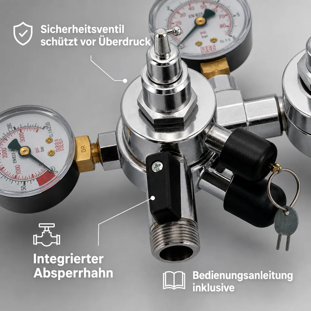 Druckminderer, СO2 Manometer - 2 Druckanzeigen für Bier und AFG, Zapfanlage 3 und 7 Bar