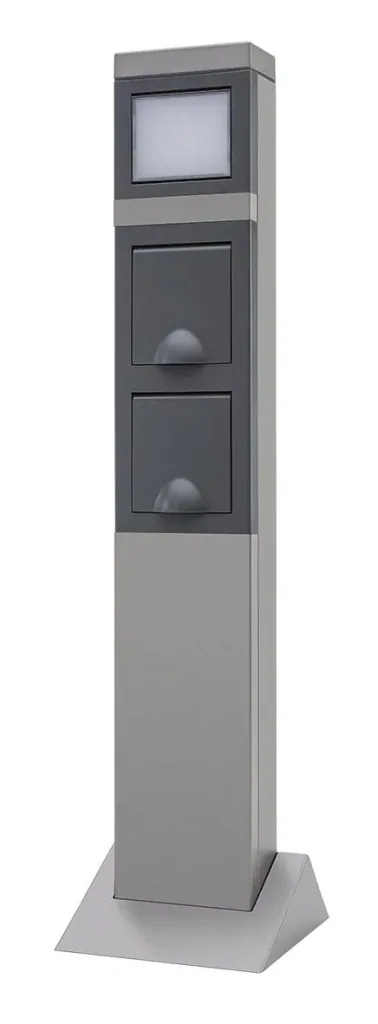 Garten Steckdosensäule 2fach mit LED Beleuchtung, Alu