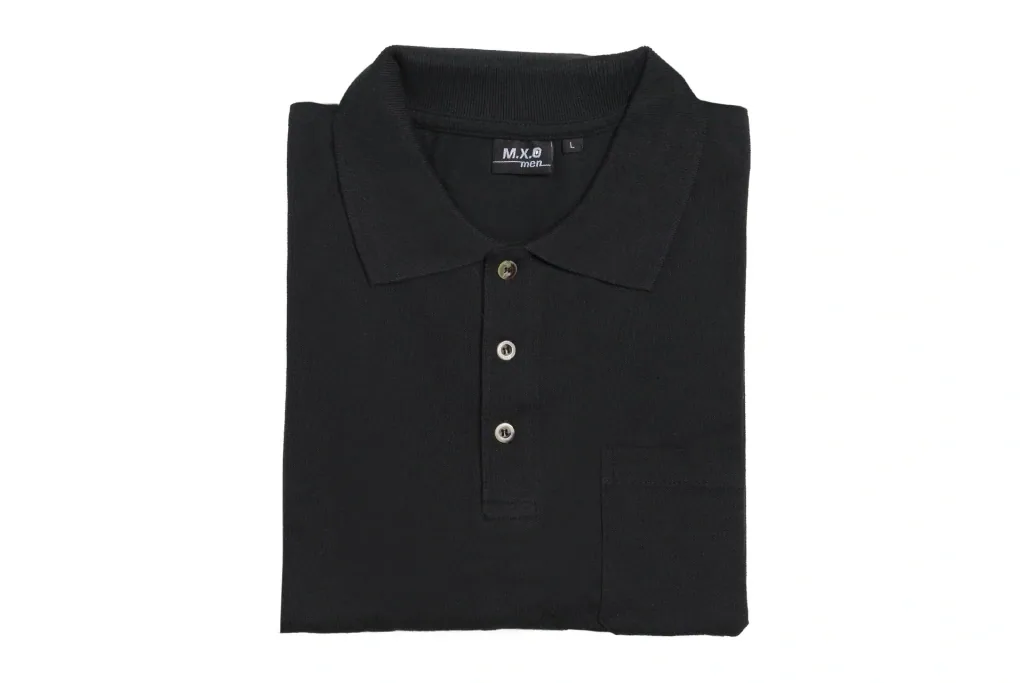 Poloshirt mit Knopfleiste und Brusttasche, Farbe schwarz, Gr.2XL