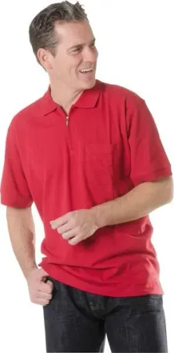 Herren Poloshirt mit Reißverschluss, Farbe rot, Gr. M