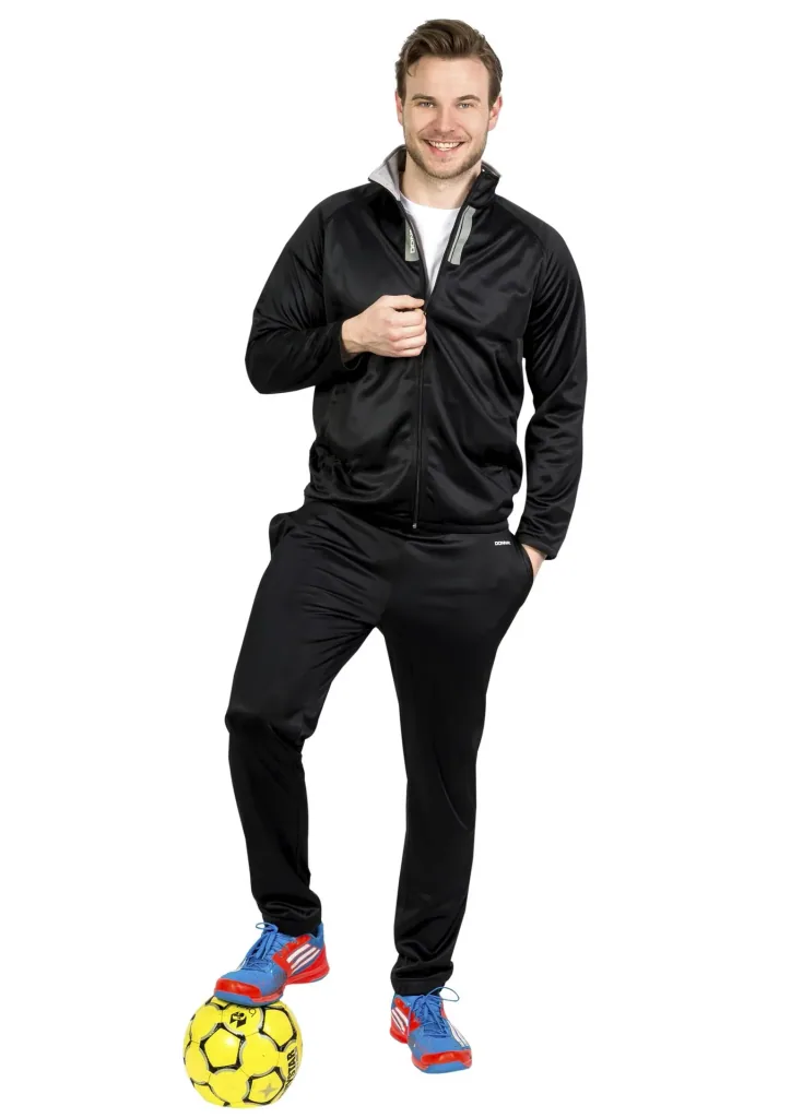 Trainingsanzug, 2-teilig, schwarz/grau, Gr. XL