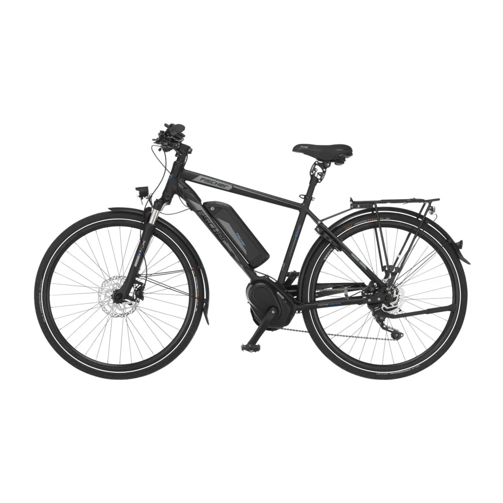 Herren E-Bike Trekking, 28 Zoll, Rahmengröße 55 cm, 10-Gang Kettenschaltung, schwarz matt, VIATOR ETH 1861