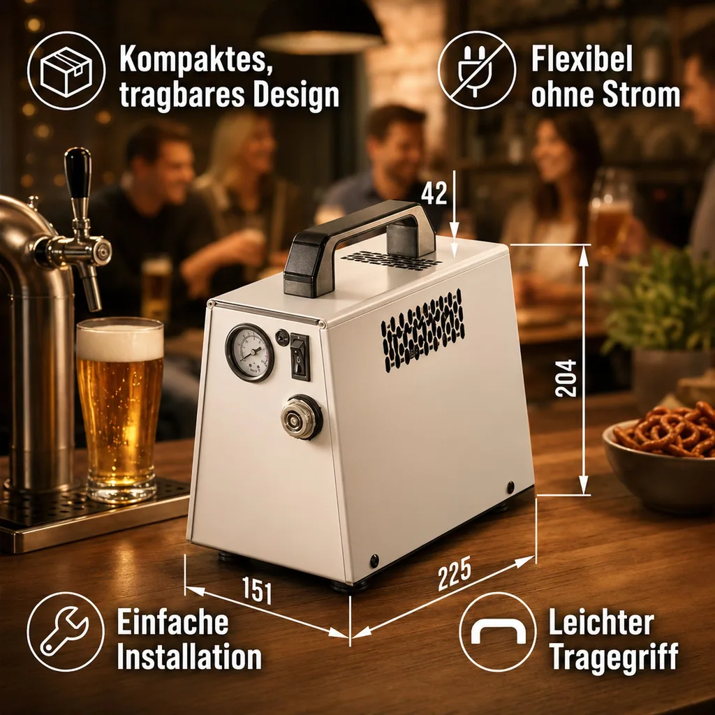 Druckluft Kompressor, Mini Kompressor, Luftkompressor - VK15 / VK30, für Bierzapfen ohne CO2, Model: Mini-Kompressor VK30