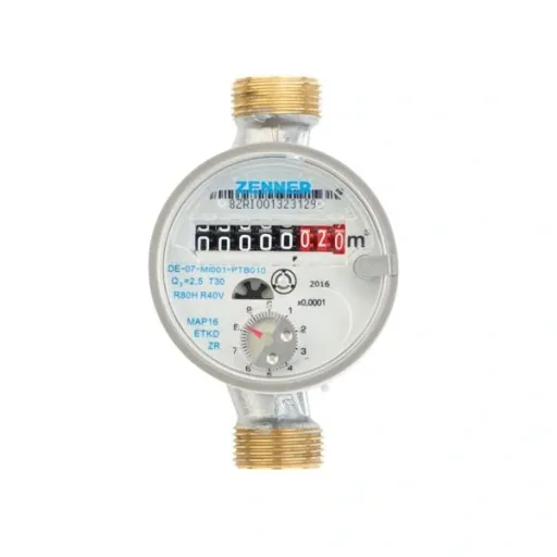 Einstrahl Wohnung Wasserzähler für Kaltwasser QN 2,5/ R 3/4 / 130 mm