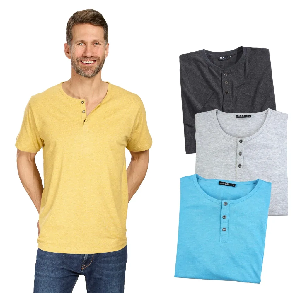 T-Shirt mit Knopfleiste, Farbe gelb, Gr.L