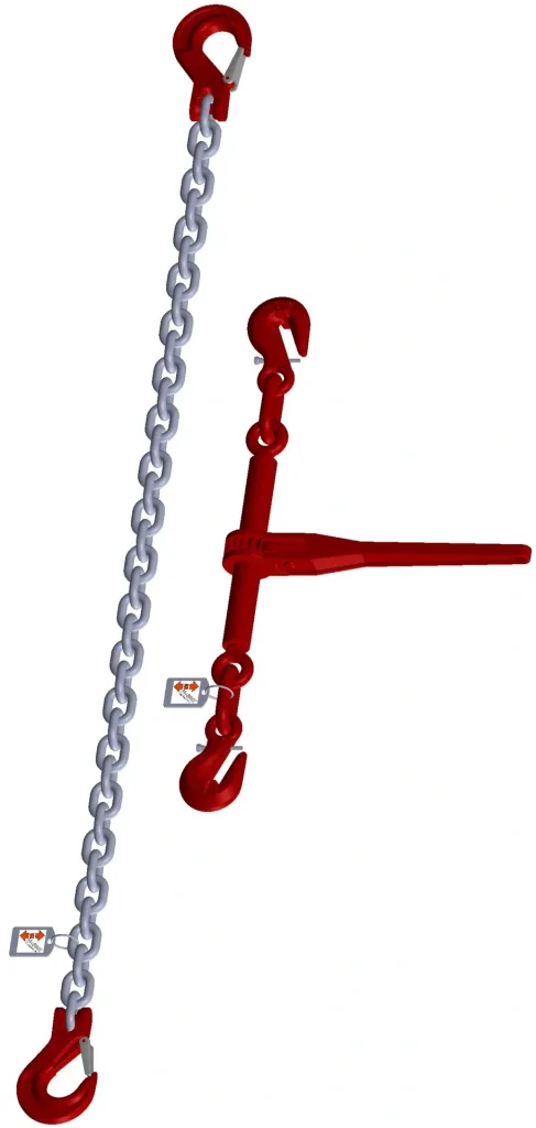 Zurrkette GK8, 2-teilig, 6 mm, zulässige Zugkraft 2200 daN