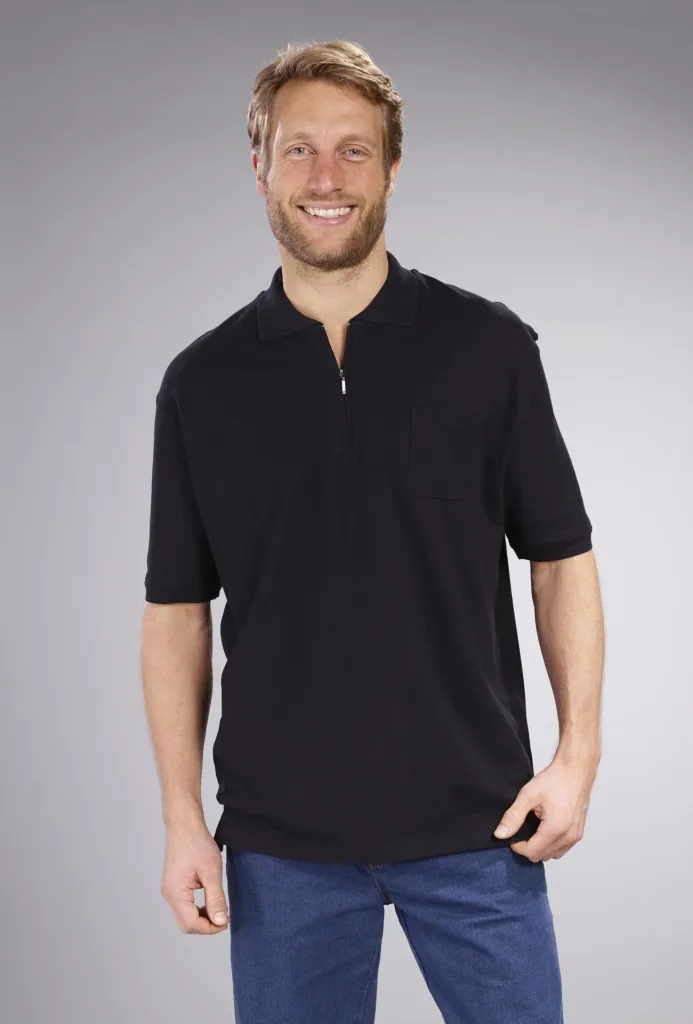 Poloshirt mit Reißverschluss, schwarz, Gr.XL