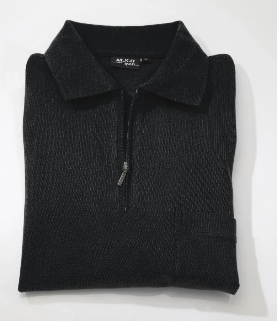 Poloshirt mit Reißverschluss, schwarz, Gr.XL