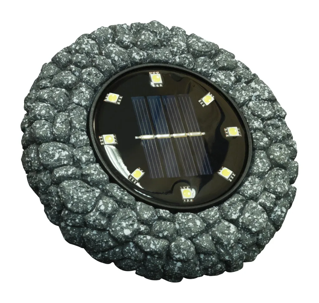 Solar-Bodenstrahler, Stein-Design, Grau, 2er-Set