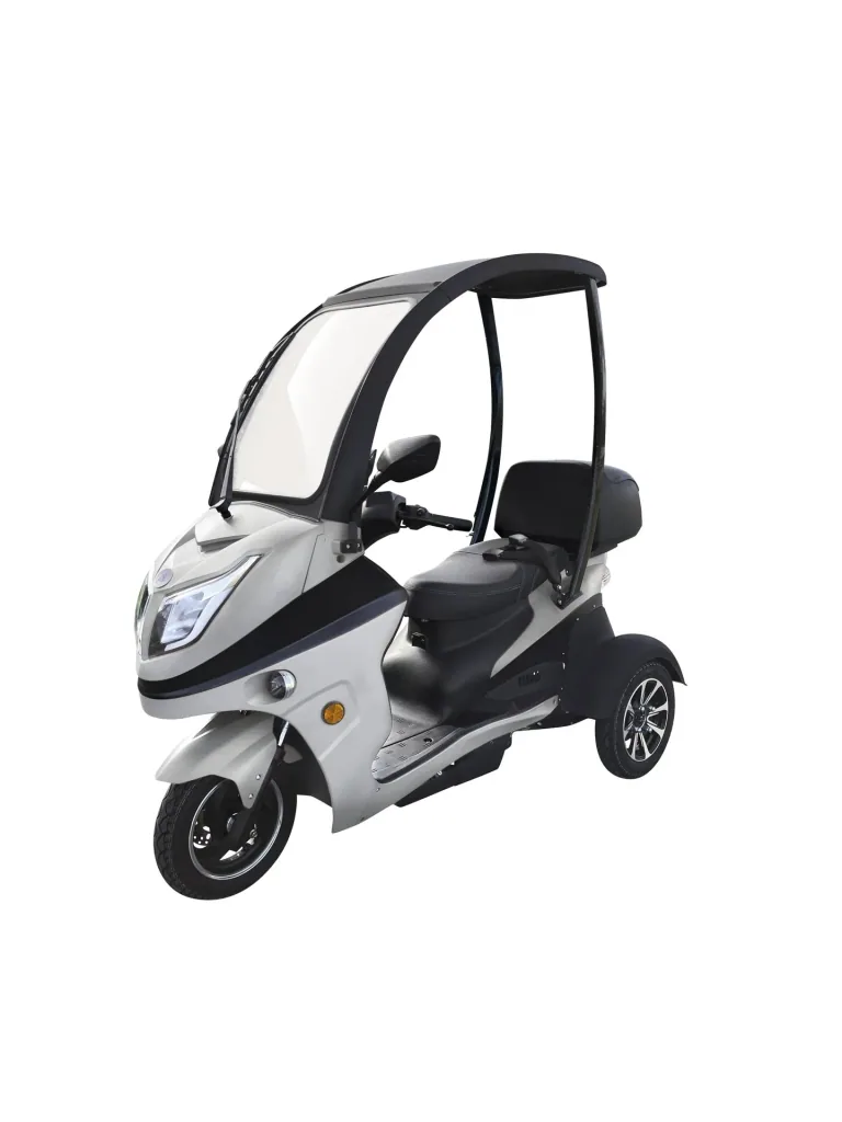E-Kompaktroller "Lucca Trio" - 25 km/h - Wind und wettersicher, silber