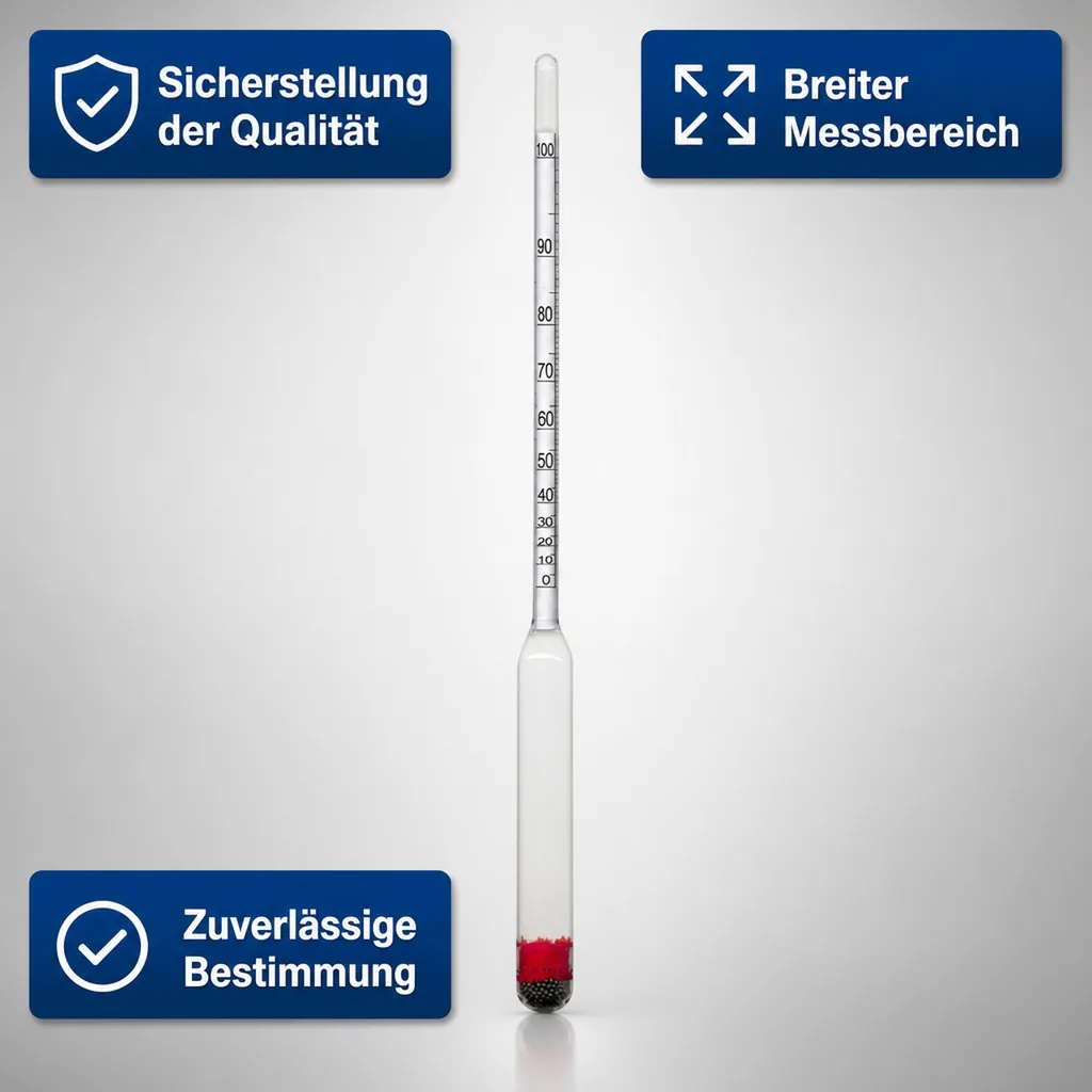 Alkoholmessgerät, Alkoholmeter, Alkoholspindel (0-100%) für Spirituosen