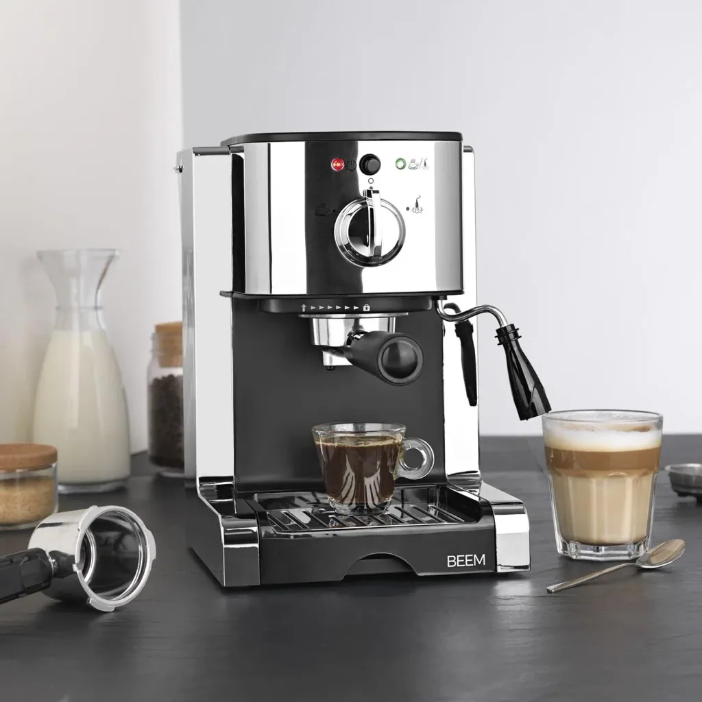 Espresso Perfekt, Siebträger-Maschine, silber