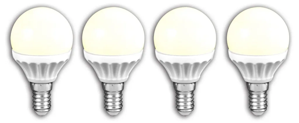 LED MiniGlobe Lampe, 4,5 Watt, E14, warmweiß - 3 Stück + 1 Stück GRATIS dazu