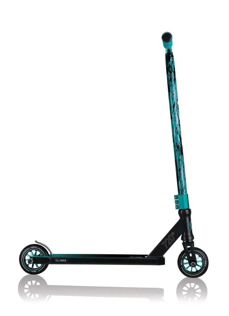STUNTSCOOTER GS 720   Freestyle Kickroller, 110 mm, ABEC 7, verstärkter Lenker, 360°-Lenkung, schwarz-türkis