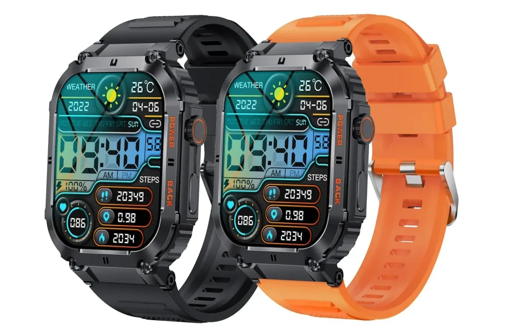 Bluetooth Smartwatch mit Herzfrequenz, Blutdruck und Blutsauerstoffmessung, orange