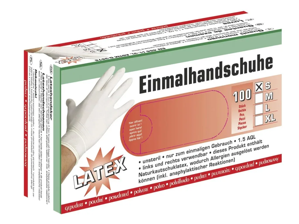 Latexhandschuhe, leicht gepudert, Gr. S , 100 St.