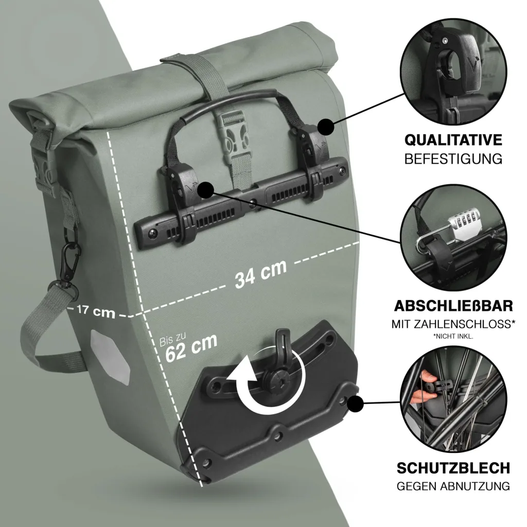 ValkOcean Gepäckträgertasche, Grün