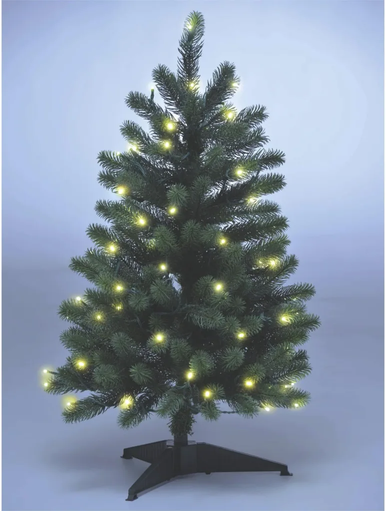 Weihnachtsbaum 120 cm mit Lichterkette, 118 LEDs inklusive Standfuß