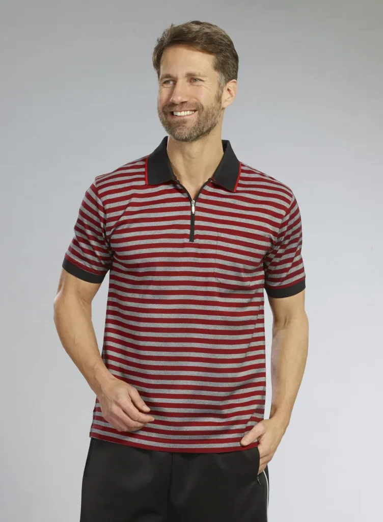 Poloshirt, Farbe rot/schwarz gestreift, Gr.M