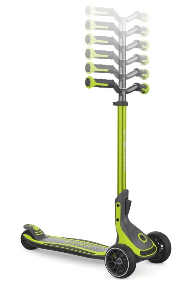 ULTIMUM   Tretroller Kinder Erwachsene, 125/90 mm extra breit, ABEC 7, 3-rädrig, höhenverstellbar, lime grün