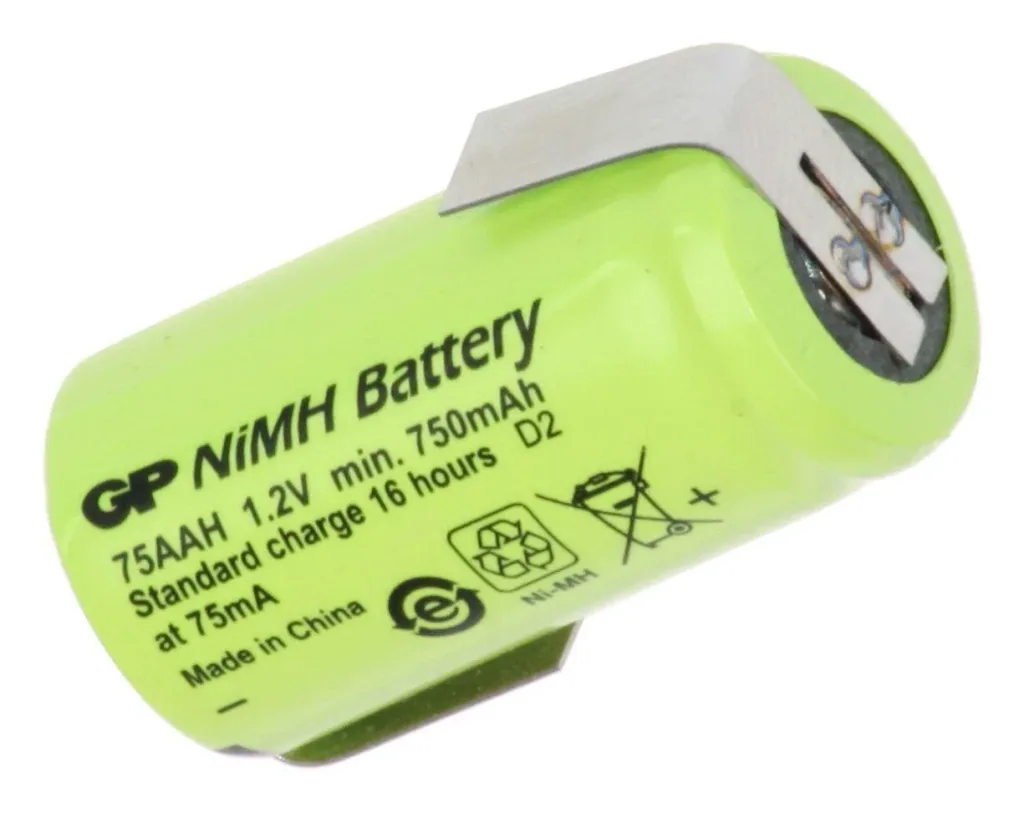 NiMH Akku 2/3 Mignon (AA) mit 750mAh und Z-Lötfahne im Kunststoffmantel