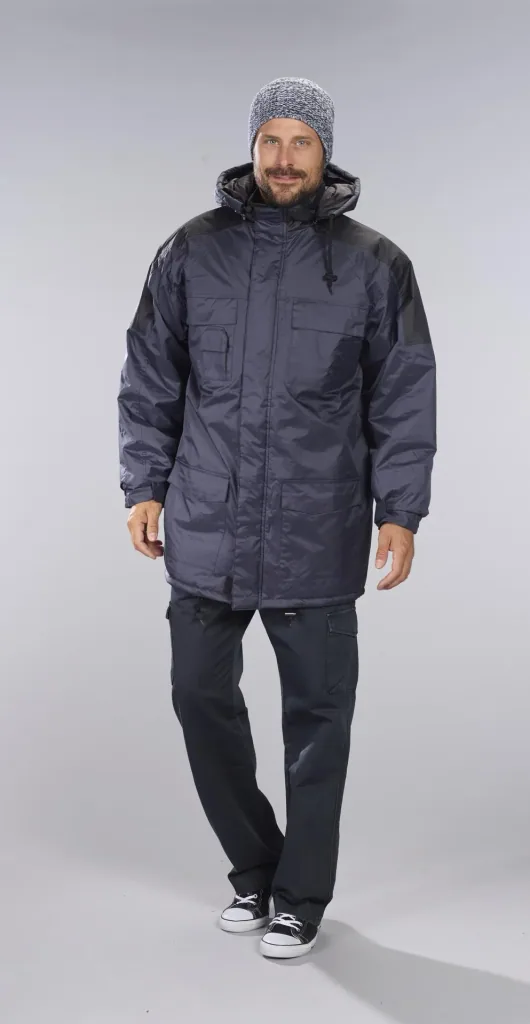 Thermoparka mit Kapuze, Farbe marine/schwarz, Gr. M