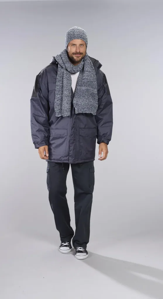 Thermoparka mit Kapuze, Farbe marine/schwarz, Gr. M