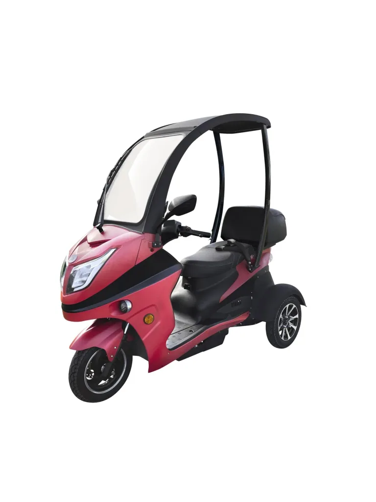 E-Kompaktroller "Lucca Trio" - 25 km/h - Wind und wettersicher, rot
