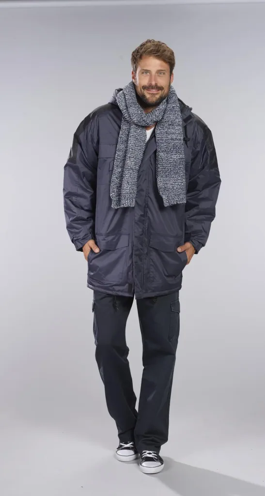 Thermoparka mit Kapuze, Farbe marine/schwarz, Gr. XL