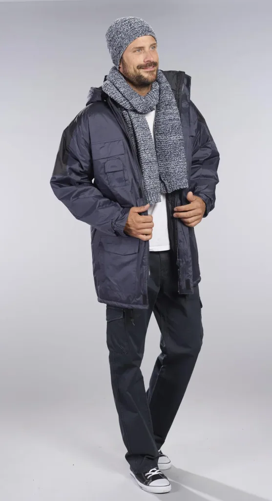 Thermoparka mit Kapuze, Farbe marine/schwarz, Gr. XL