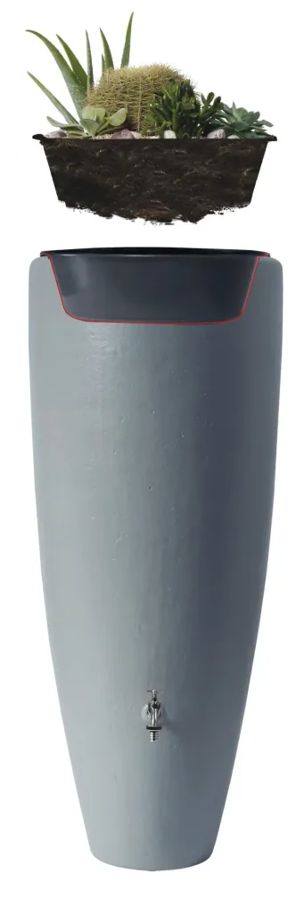 2 in 1 Regentonne, Wasserbehälter, Zinkgrau, 300 Liter