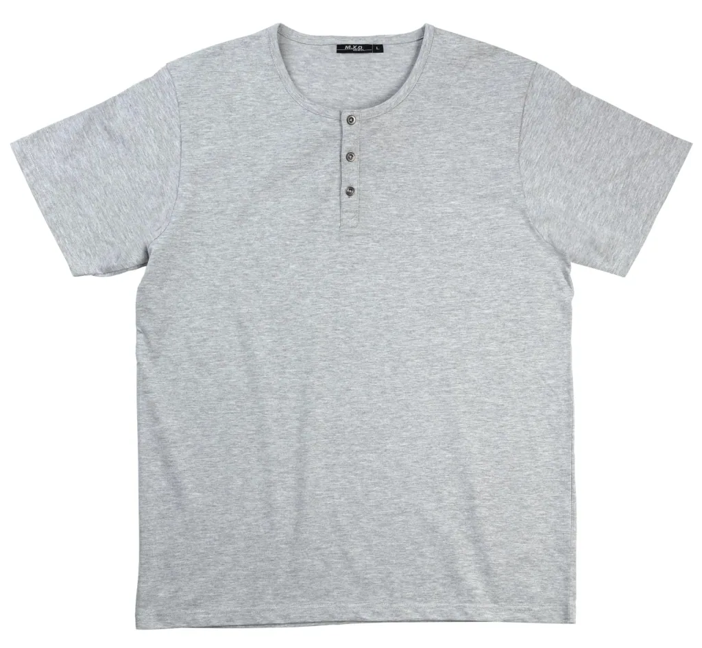 T-Shirt mit Knopfleiste, Farbe silber/melange, Gr.M