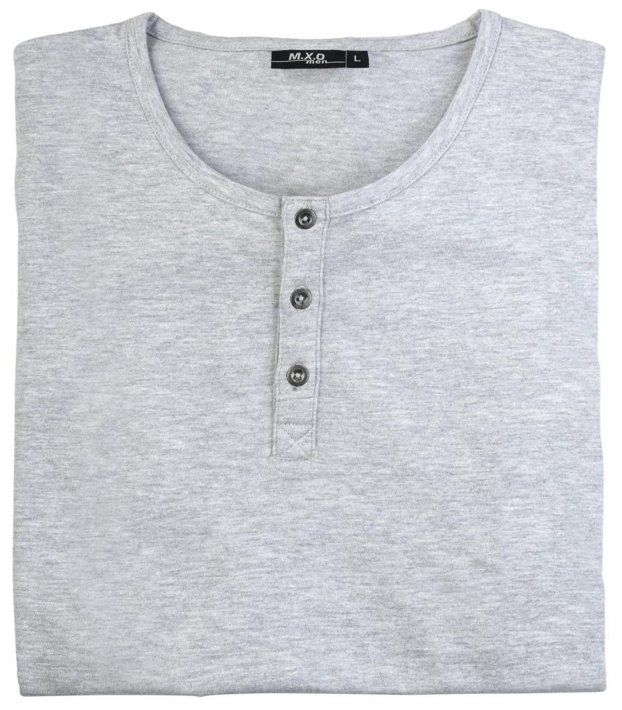 T-Shirt mit Knopfleiste, Farbe silber/melange, Gr.M