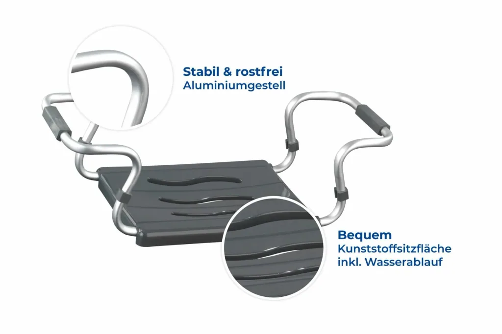 Badewannensitz Secura, silber- anthrazit, ausziehbar, 120 kg Tragkraft