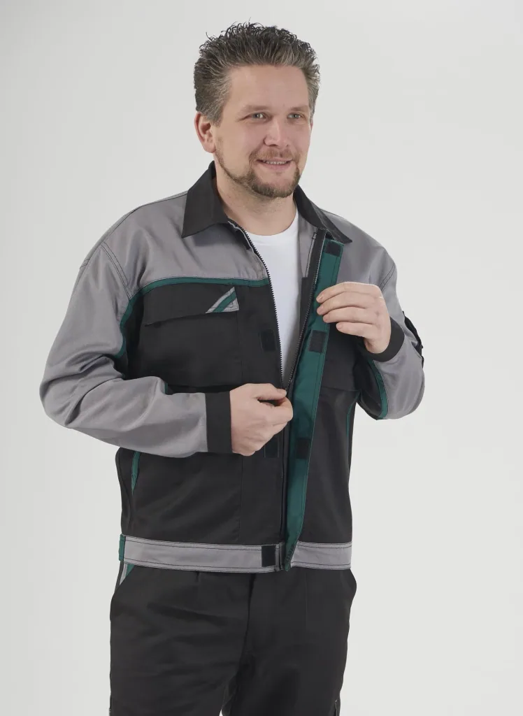 Blousonjacke, Farbe schwarz/grau/grün, Gr. 60