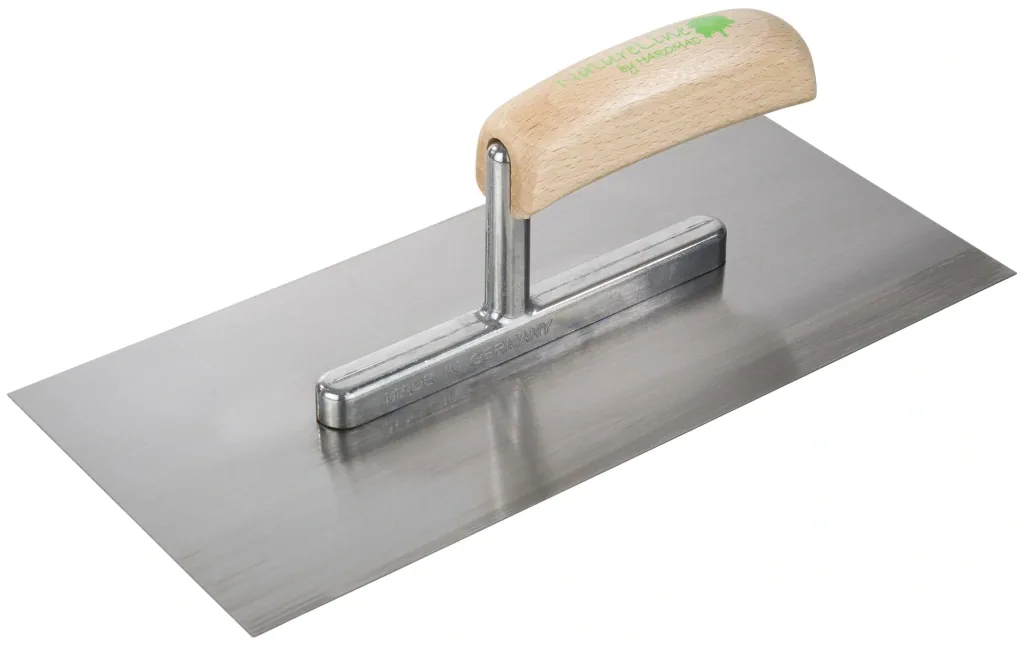 Glättkelle 280 x 130 x 0,7mm, Stahl gehärtet, Heft Naturholz