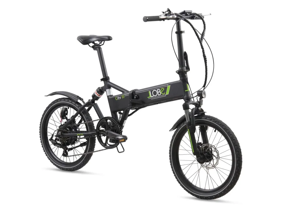 Alu E-Bike Faltrad 20 Zoll, Rahmenhöhe 37 cm, 7-Gang Kettenschaltung, schwarz „City III“