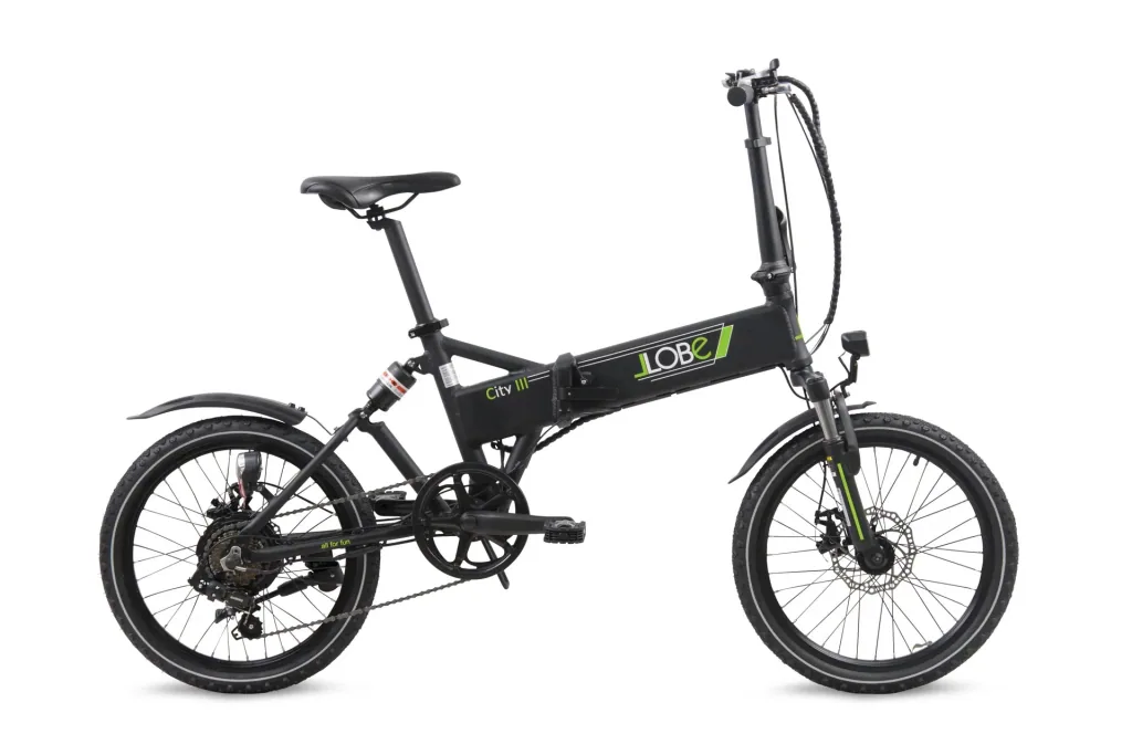 Alu E-Bike Faltrad 20 Zoll, Rahmenhöhe 37 cm, 7-Gang Kettenschaltung, schwarz „City III“
