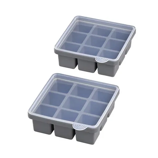 Eiswürfelform inklusive transparentem Deckel, für 9 Eiswürfel, Eiswürfelgröße 4 x 4 x 4 cm