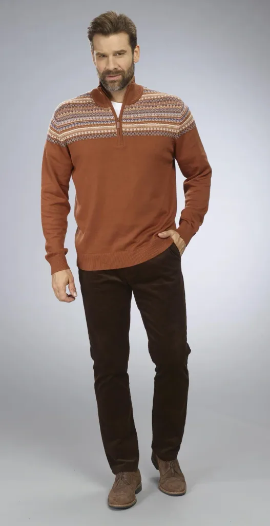 Pullover mit Norwegermuster, Farbe braun, Gr.M