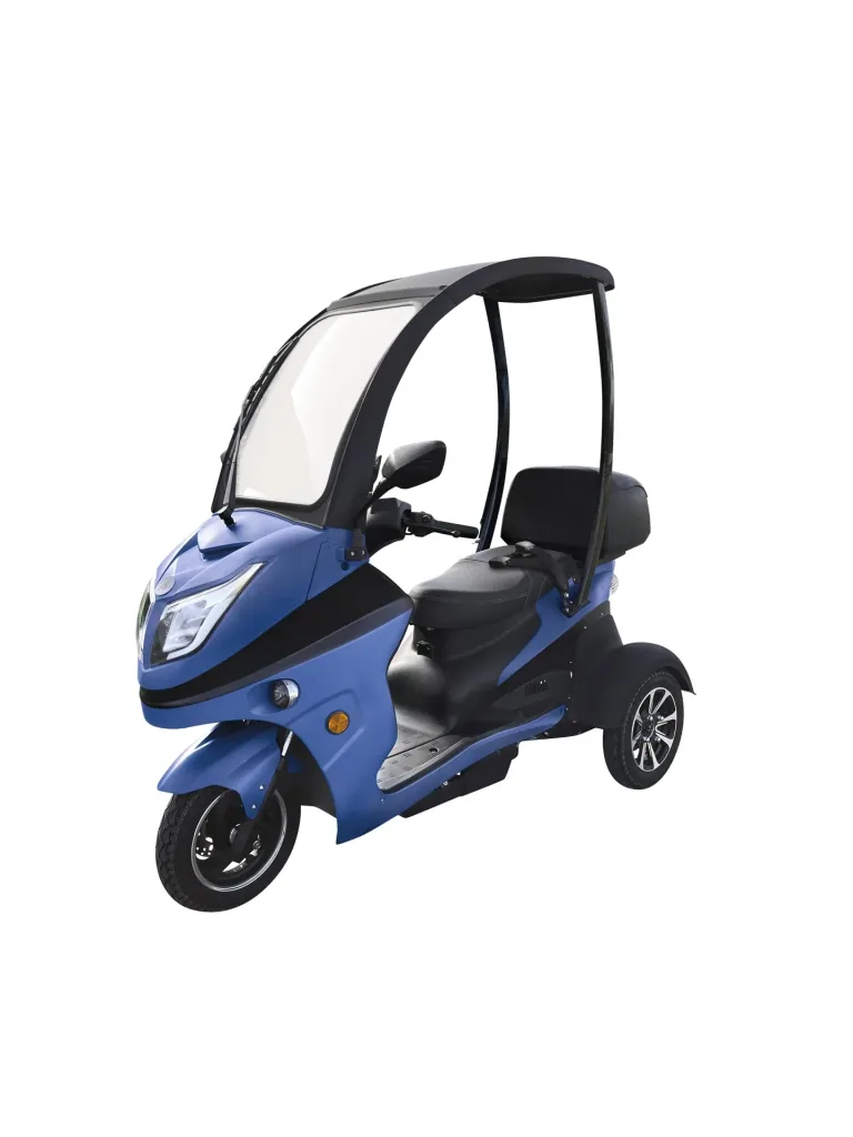 E-Kompaktroller "Lucca Trio" - 25 km/h - Wind und wettersicher, blau