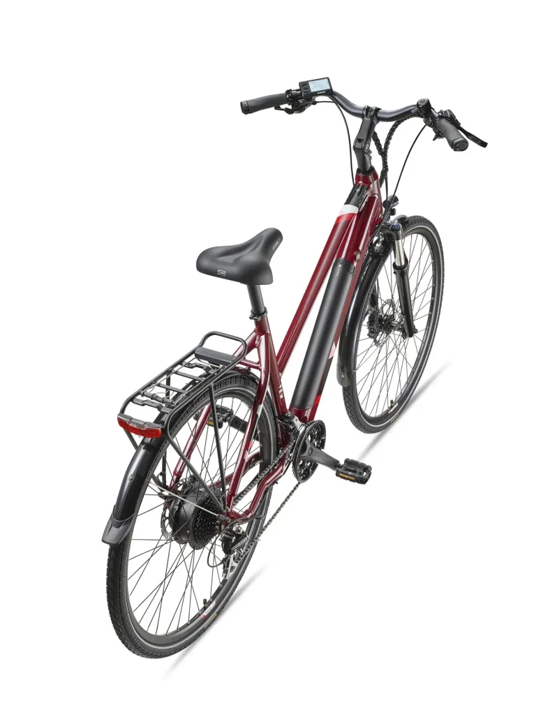 Damen Alu Trekking E-Bike, 28 Zoll, Rahmenhöhe 50 cm, 24-Gang Kettenschaltung, weinrot, XC940 Expedition,