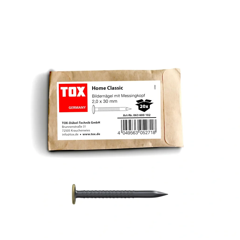 Bildernagel Home Classic mit Messingkopf 2,0 x 30 mm, 20 Stück