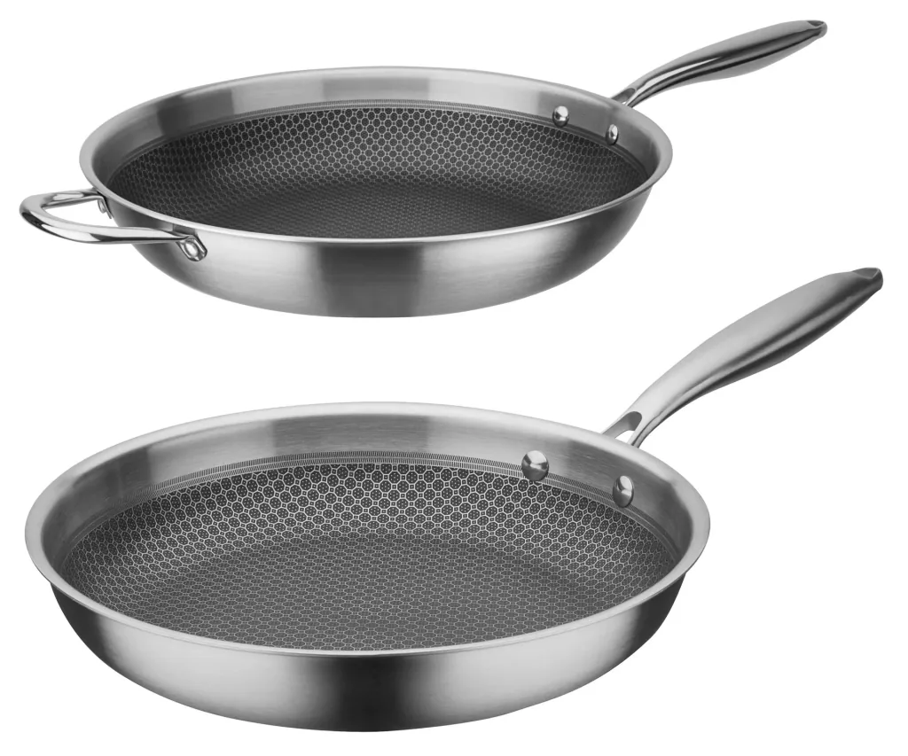 Bratpfanne 20 cm TriPly Edelstahl - kratzfeste Wabenstruktur! Ohne Anhaften!